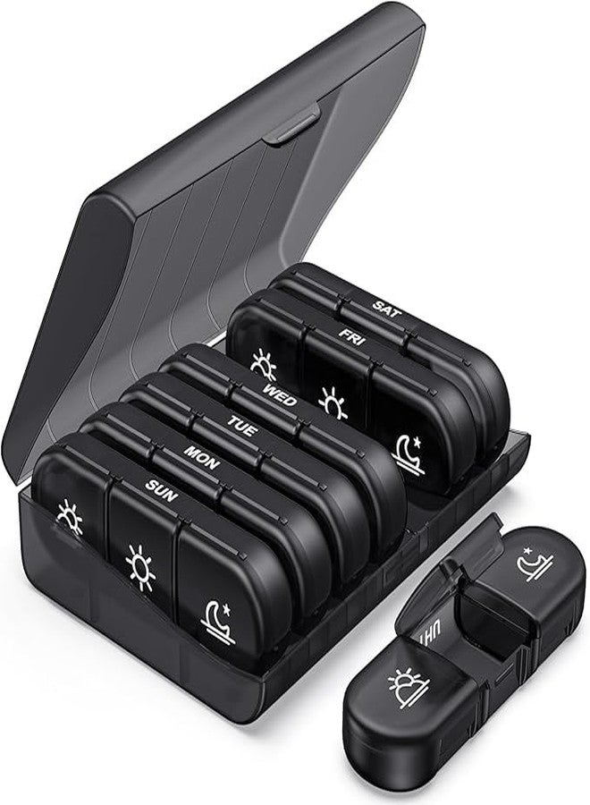 Modiq Premium Weekly Pill Organizer Portable Travel Medicine Box with 14 Moisture-Proof Compartments, Secure Daily Vitamin Holder, Compact Medication Storage Case for Purse or Luggage - Image 1